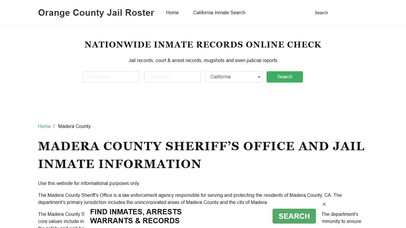 Madera County Sheriff, CA, Jail Inmate Search, Recent Arrests