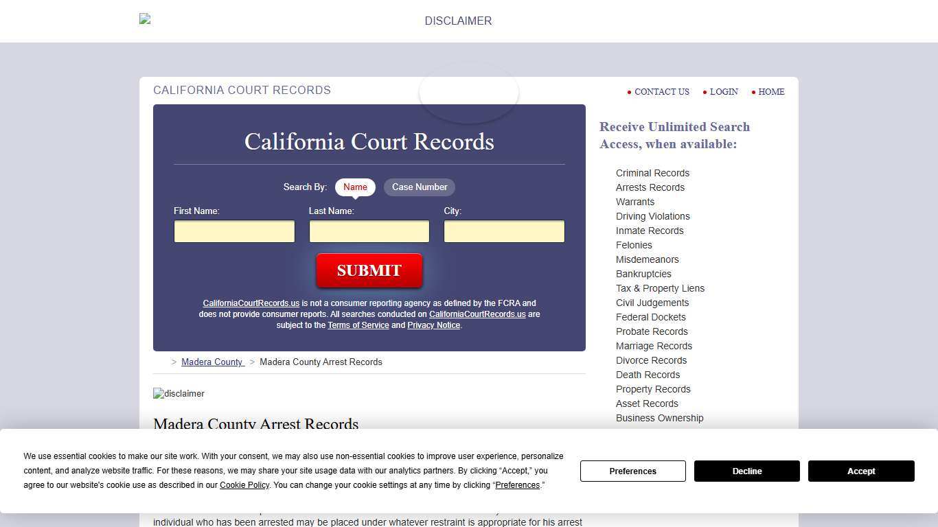 Madera County Arrest Records | CaliforniaCourtRecords.us