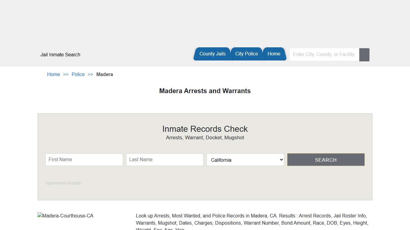 Madera Arrests and Warrants | Jail Roster Search